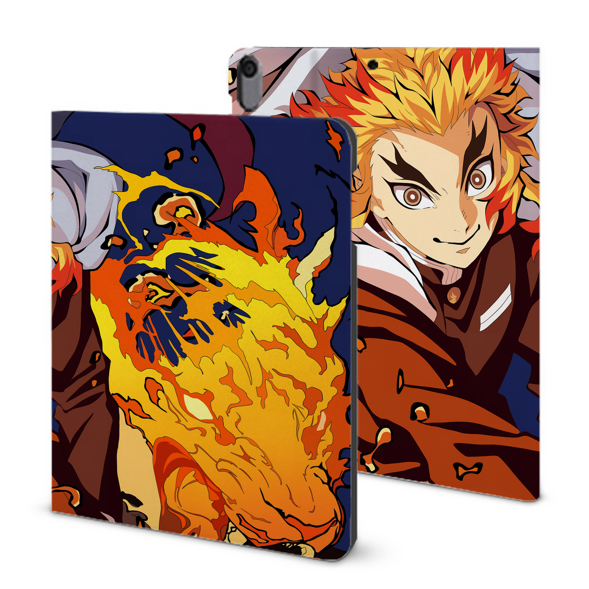 （画像用） 炎柱-煉󠄁獄 杏寿郎／れんごく きょうじゅろう Rengoku Kyoujurou IPad ケース ブック型 PUレザー TPU 耐衝撃 軽量 薄型 ペン収納なし 全面保護 IPad 各モデル対応